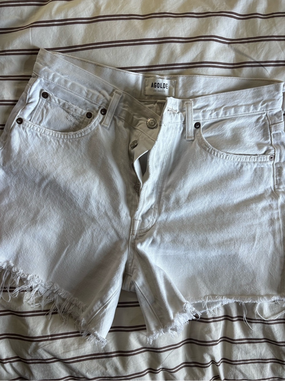 Agolde Parker Long White Jean Shorts Size 27